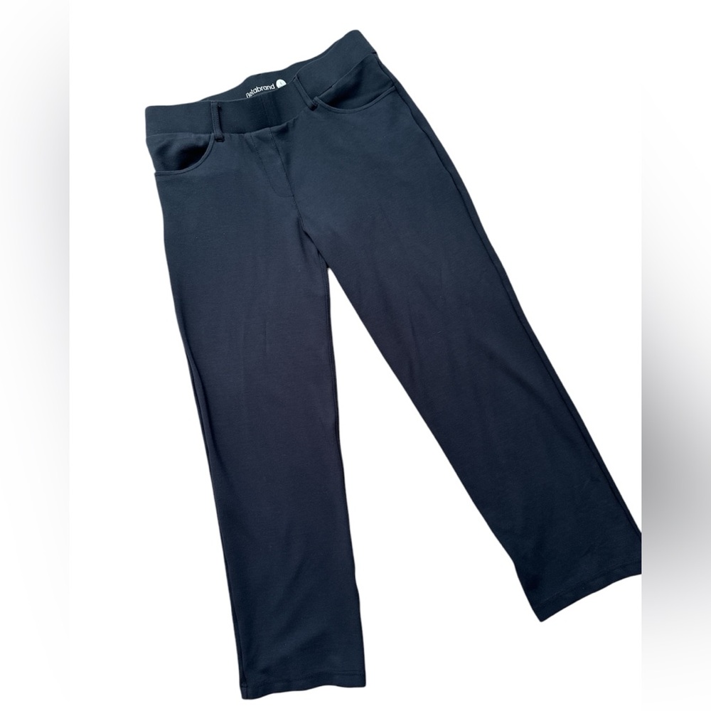Beta Brand Navy Straight Leg Stretch Pants, Size Large Petite